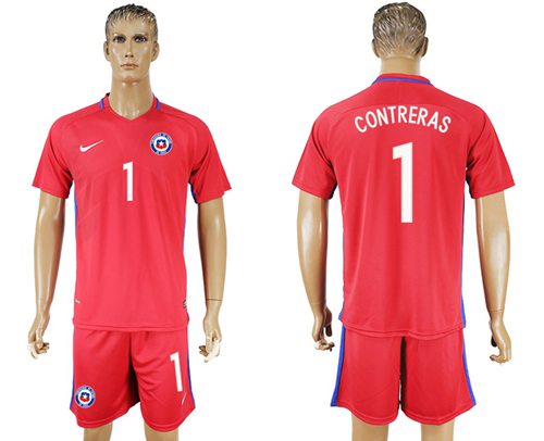 Chile #1 Contreras Home Soccer Country Jersey